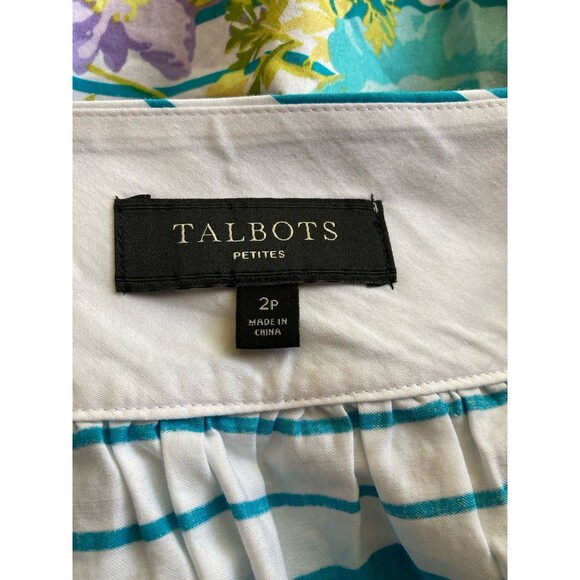 Talbots Striped Skirt 2P Floral Pleated Spring Summer Side Zip Pockets Cotton - Picture 6 of 7